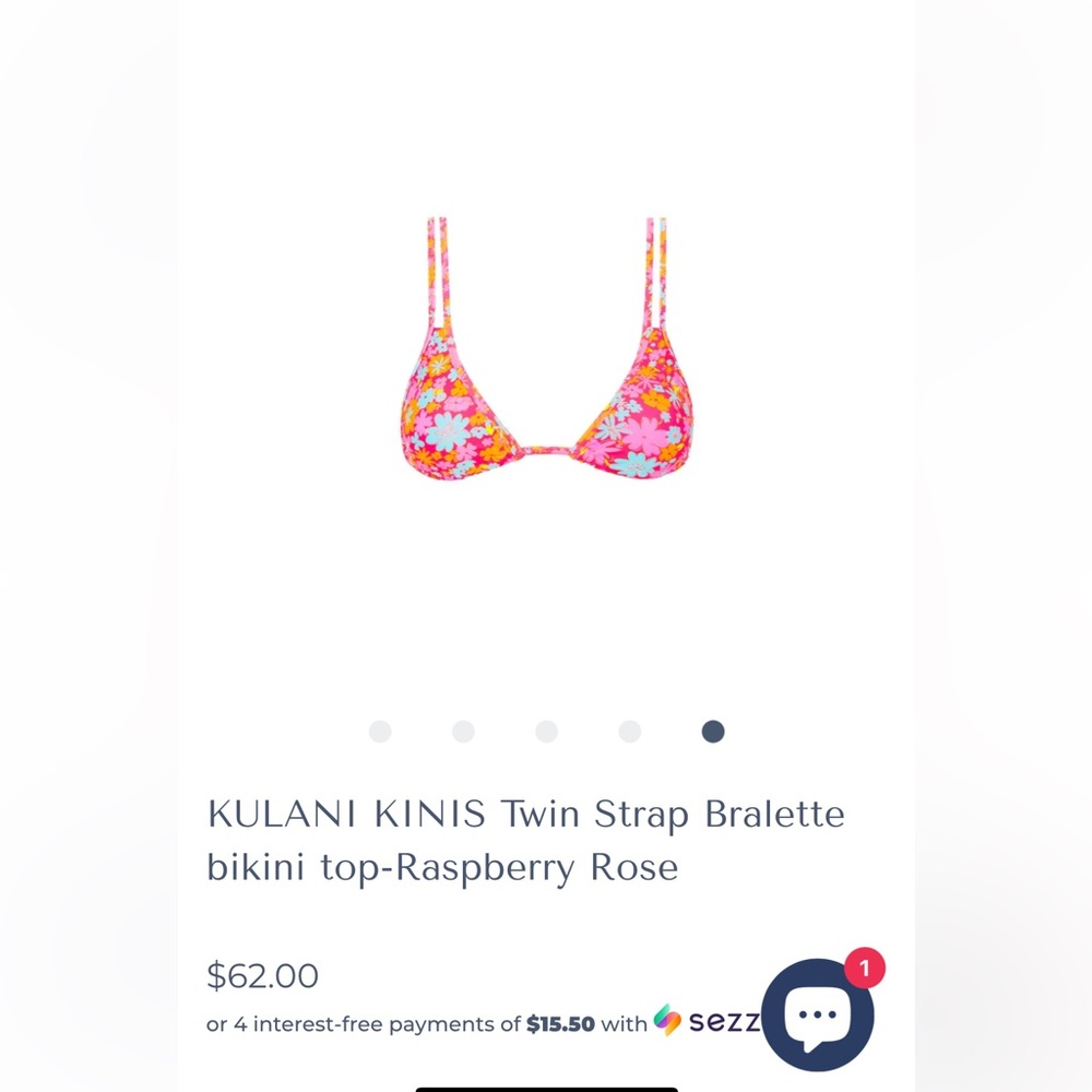 NWT Kulani Kinis. Raspberry rosé - Size M. Twin strap bralette bikini top